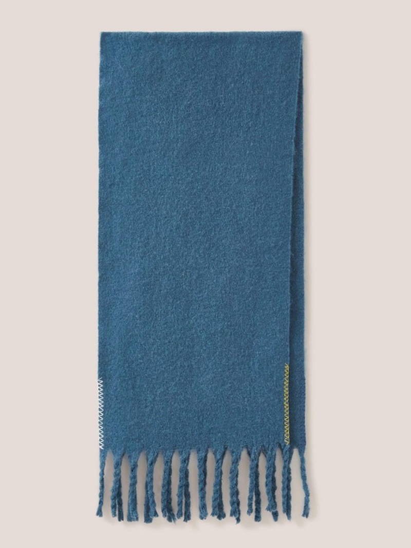 Mid Blue White Stuff Shelly Brushed Plain Scarf | 09421VGOF