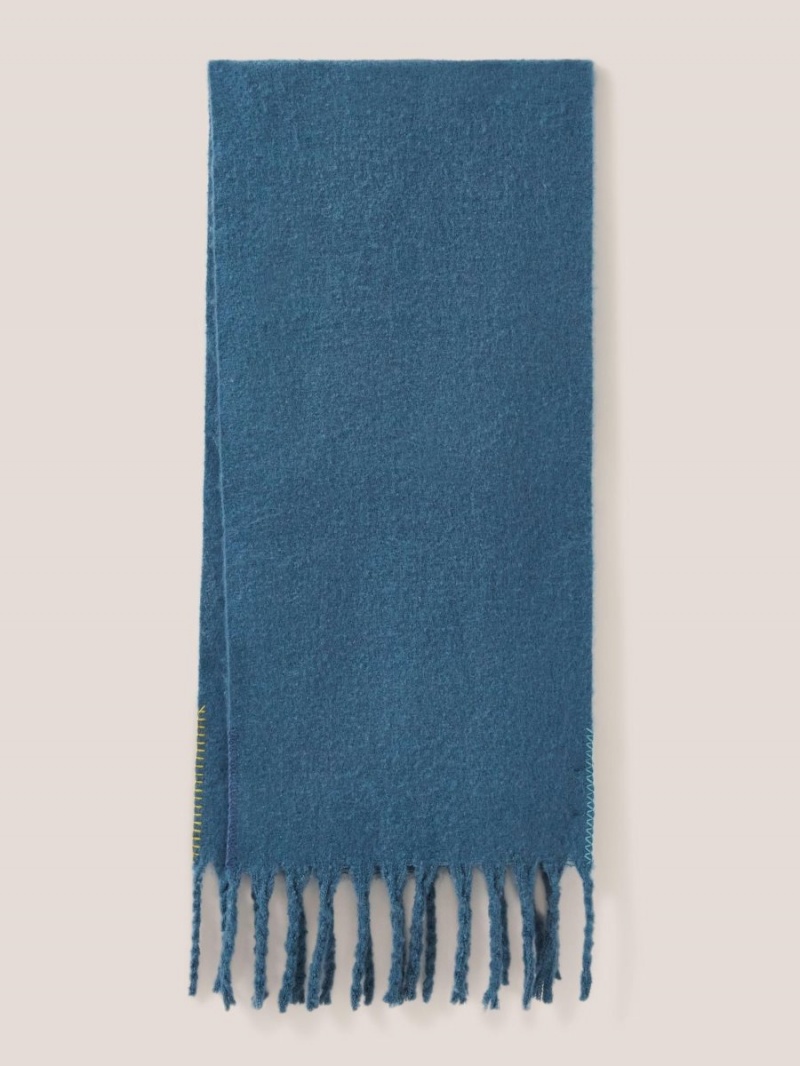 Mid Blue White Stuff Shelly Brushed Plain Scarf | 09421VGOF