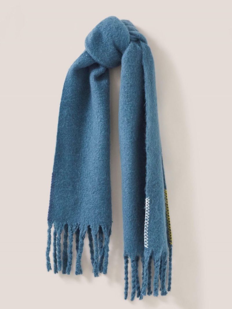 Mid Blue White Stuff Shelly Brushed Plain Scarf | 09421VGOF