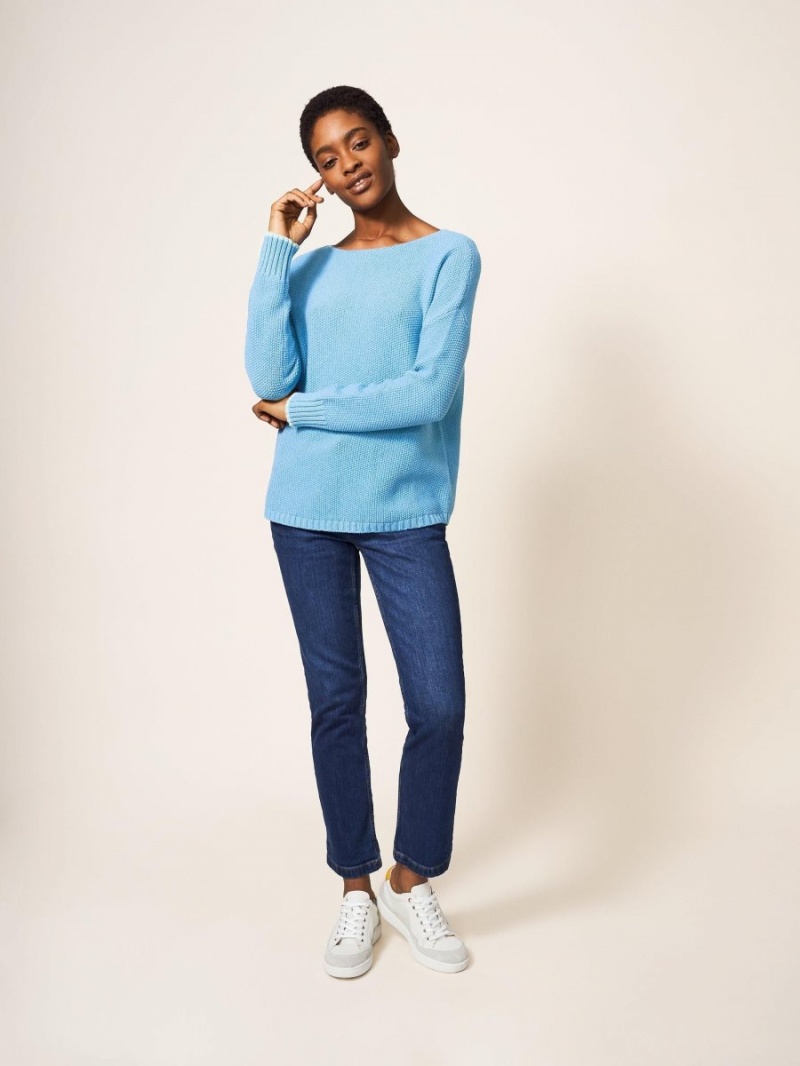 Mid Blue White Stuff Southbank Jumper | 54236HWQX