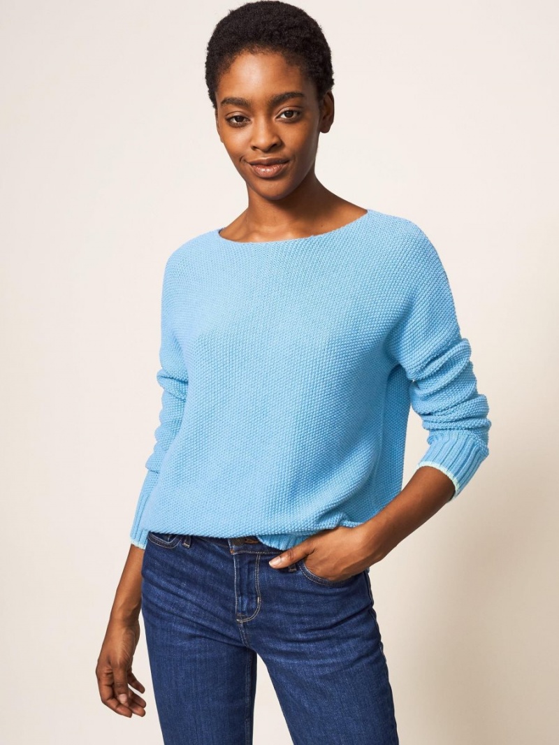 Mid Blue White Stuff Southbank Jumper | 54236HWQX