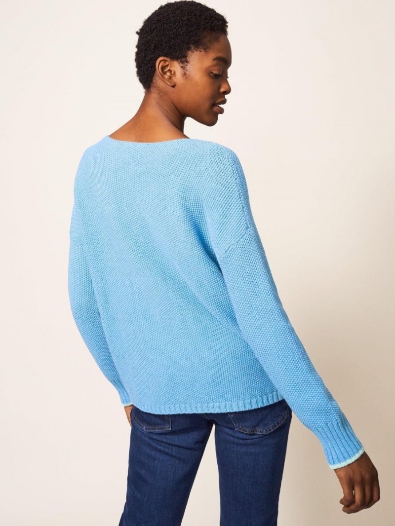 Mid Blue White Stuff Southbank Jumper | 54236HWQX