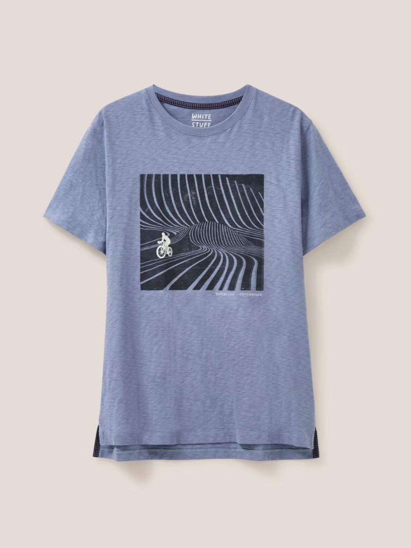 Mid Blue White Stuff Superkilen Graphic Tshirt | 16935PDRQ