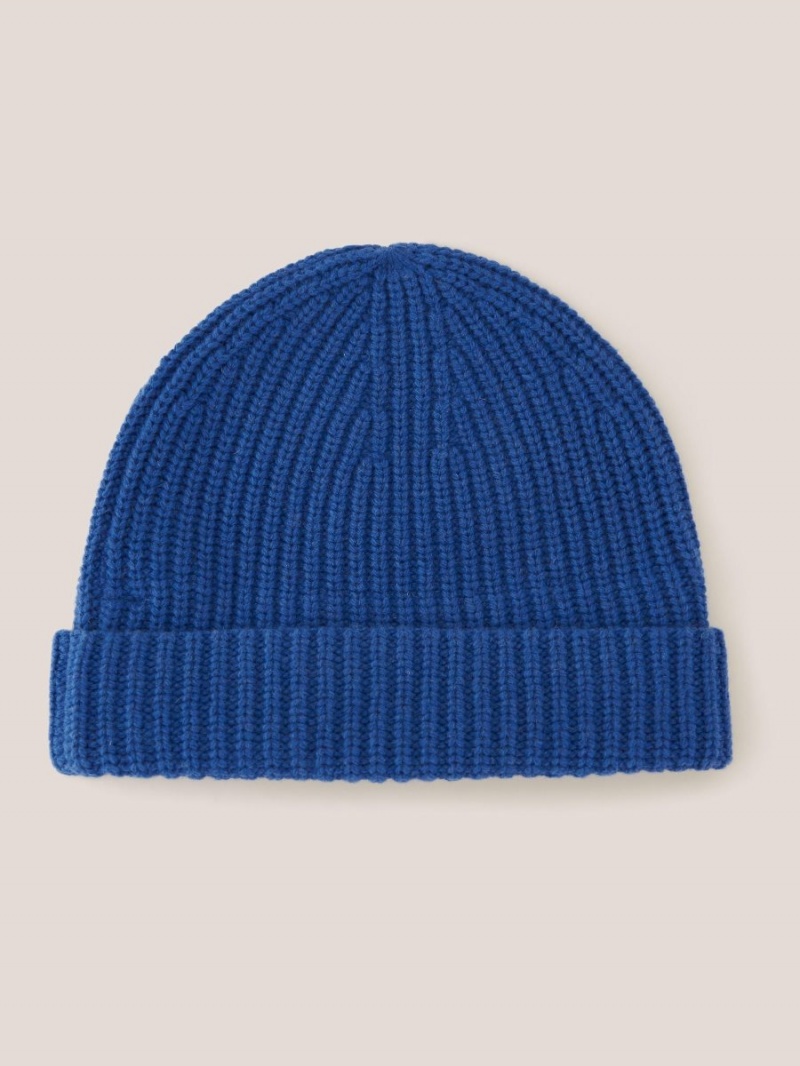 Mid Blue White Stuff Wool Ribbed Beanie | 93157KLOP