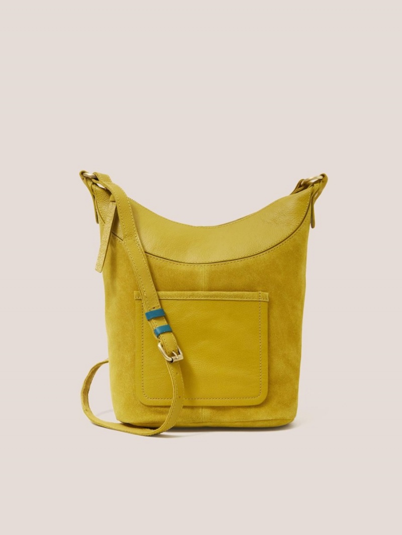 Mid Chartreuse White Stuff Fleur Suede Crossbody | 97164DQRE