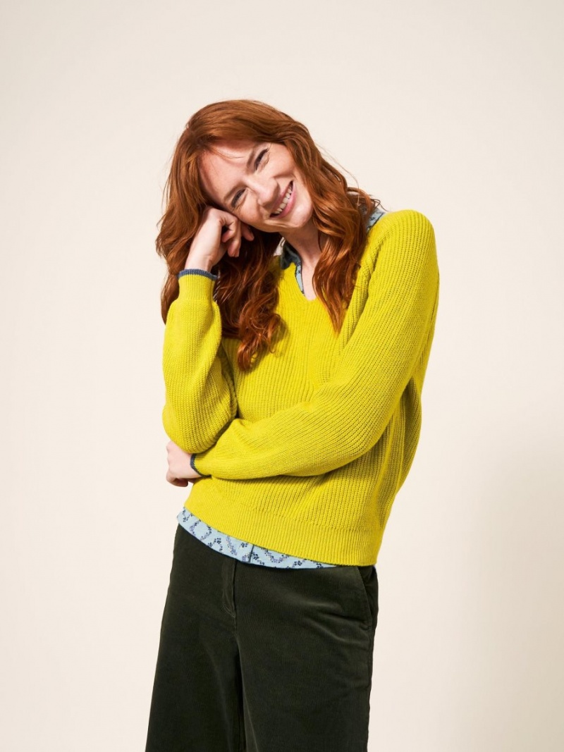 Mid Chartreuse White Stuff Jennie Rib Jumper | 58091BYGE