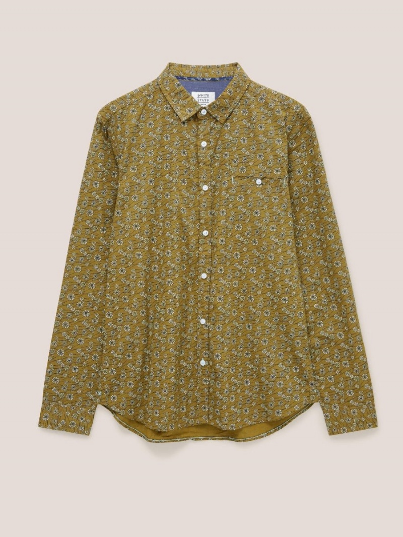 Mid Green White Stuff Scattered Flower Printed Shirt | 75063AGRM