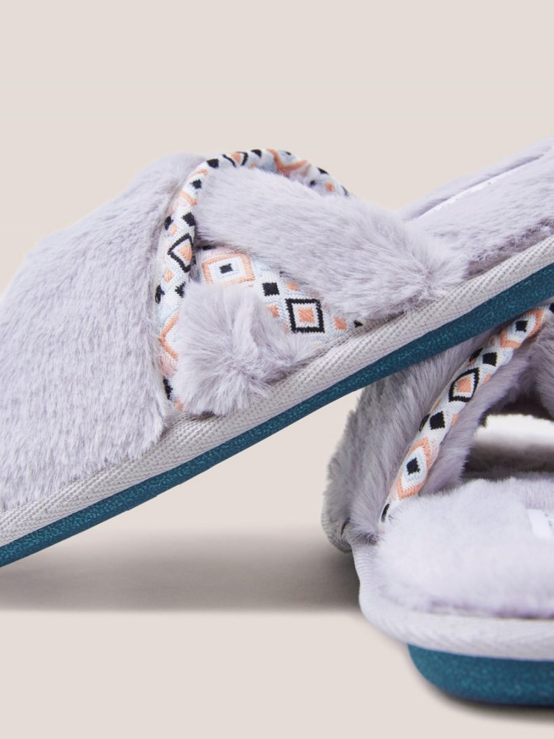 Mid Grey White Stuff Faux Fur Mule Slipper | 86103JPHC