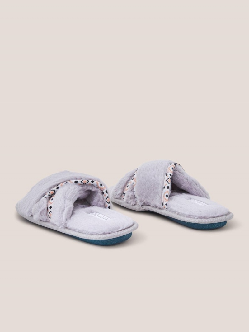 Mid Grey White Stuff Faux Fur Mule Slipper | 86103JPHC