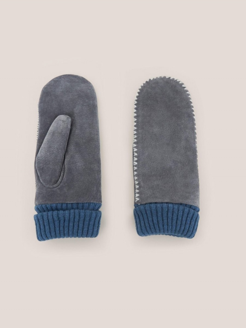 Mid Grey White Stuff Suede Mitten | 53896BPNM