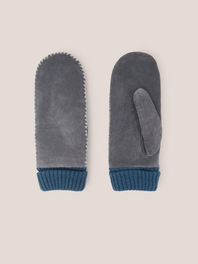 Mid Grey White Stuff Suede Mitten | 53896BPNM