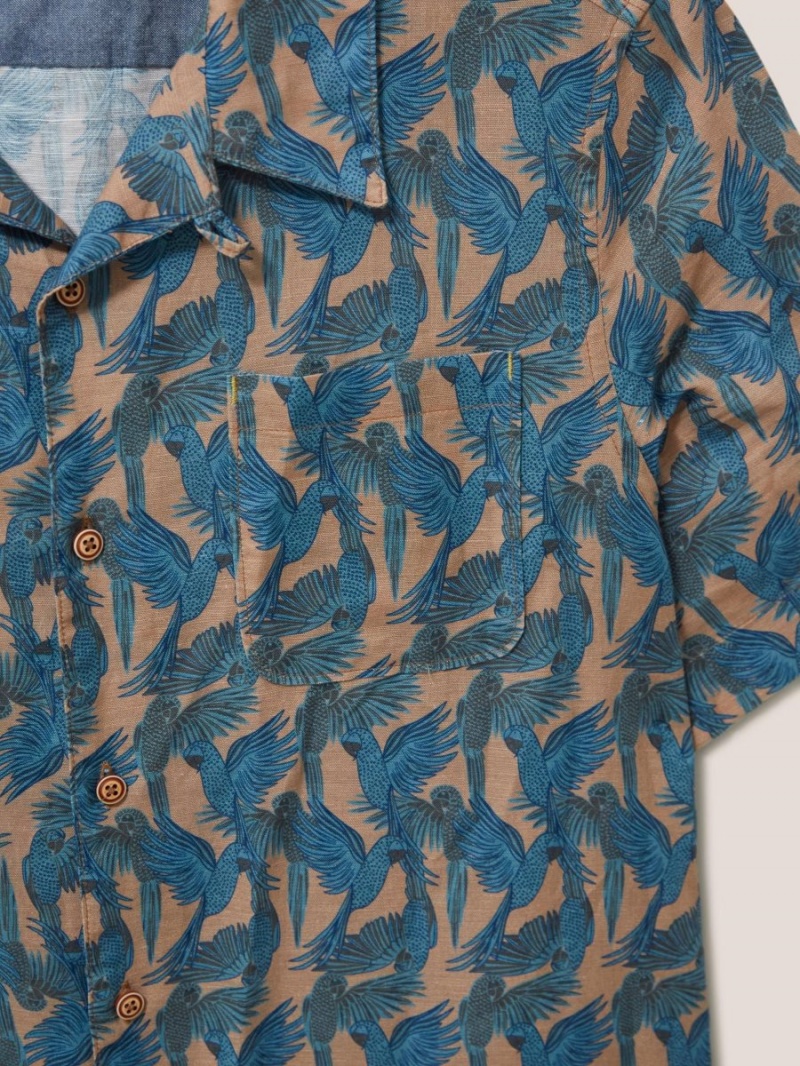 Mid Pink White Stuff Waving Parrot Printed Ss Shirt | 62813RPJZ