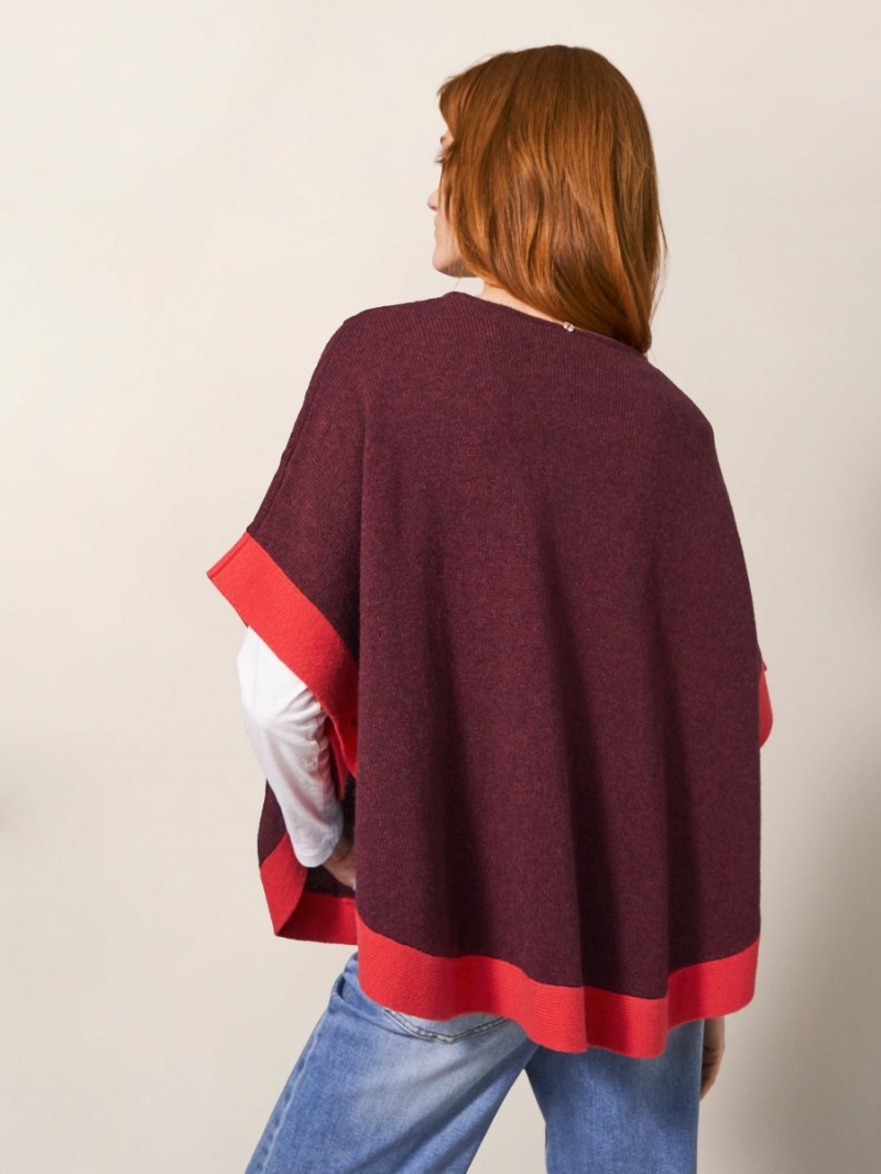 Mid Plum White Stuff Fern Knitted Casual Poncho | 37628DLQW