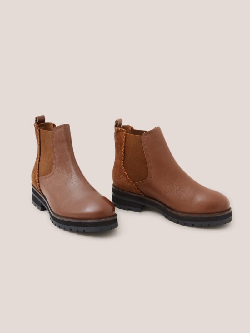 Mid Tan White Stuff Wide Fit Leather Chelsea Boot | 18650YOCQ