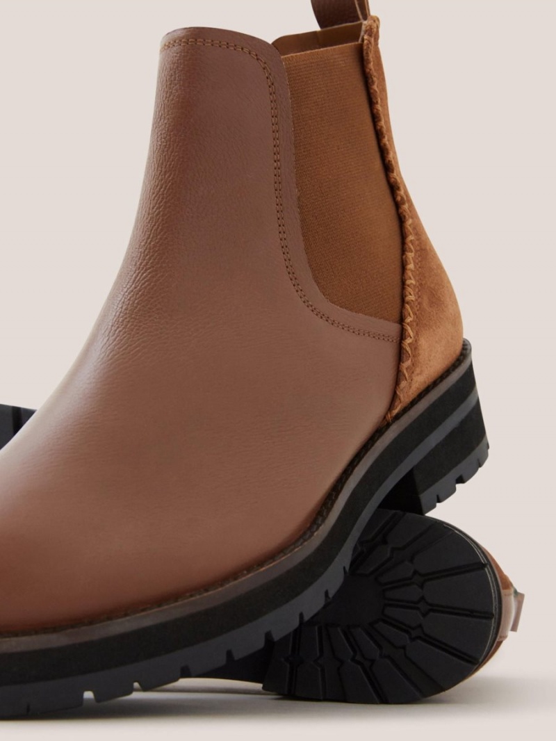 Mid Tan White Stuff Wide Fit Leather Chelsea Boot | 18650YOCQ