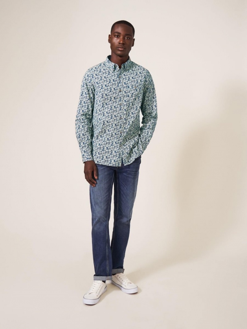 Mid Teal White Stuff Dandelion Printed Shirt | 68179KVWS