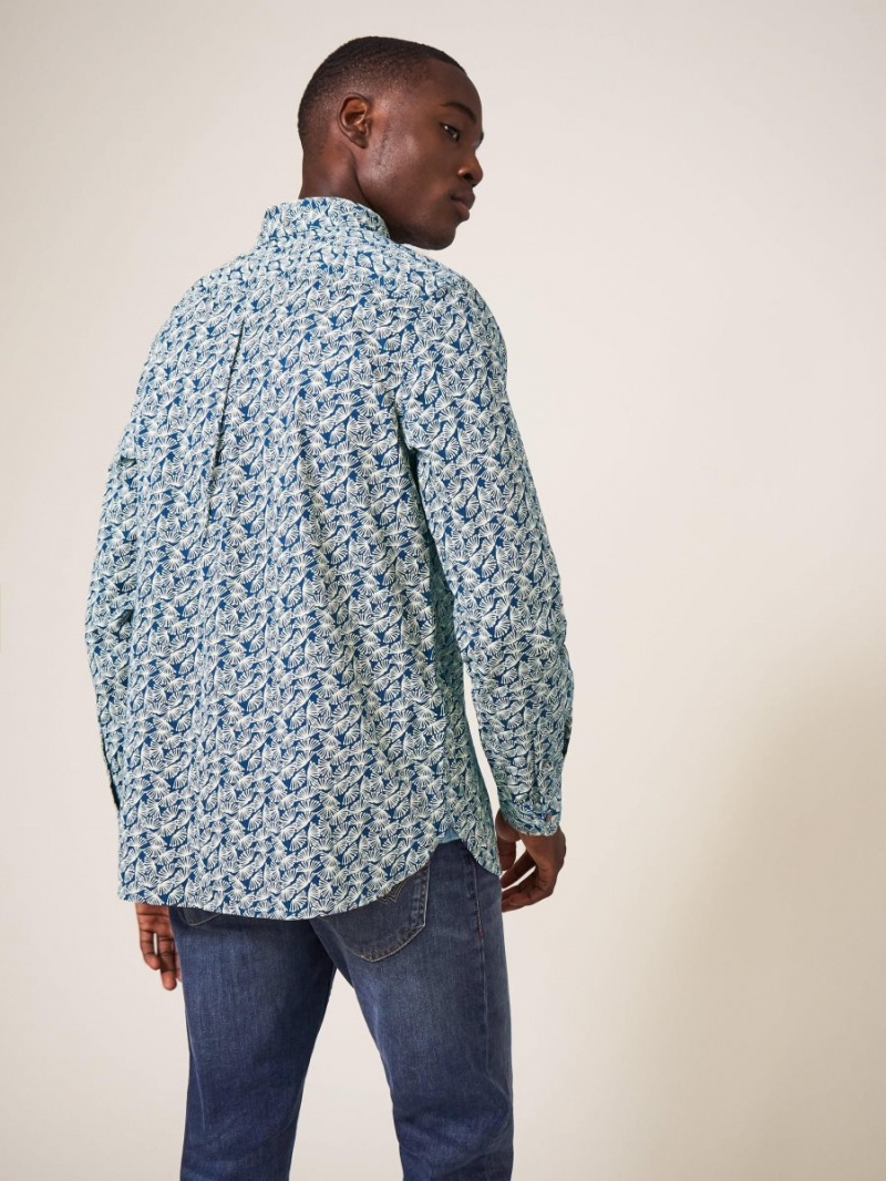 Mid Teal White Stuff Dandelion Printed Shirt | 68179KVWS