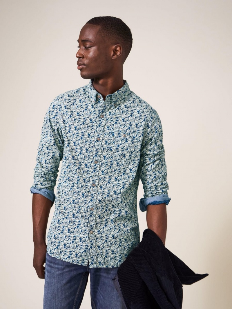 Mid Teal White Stuff Dandelion Printed Shirt | 68179KVWS