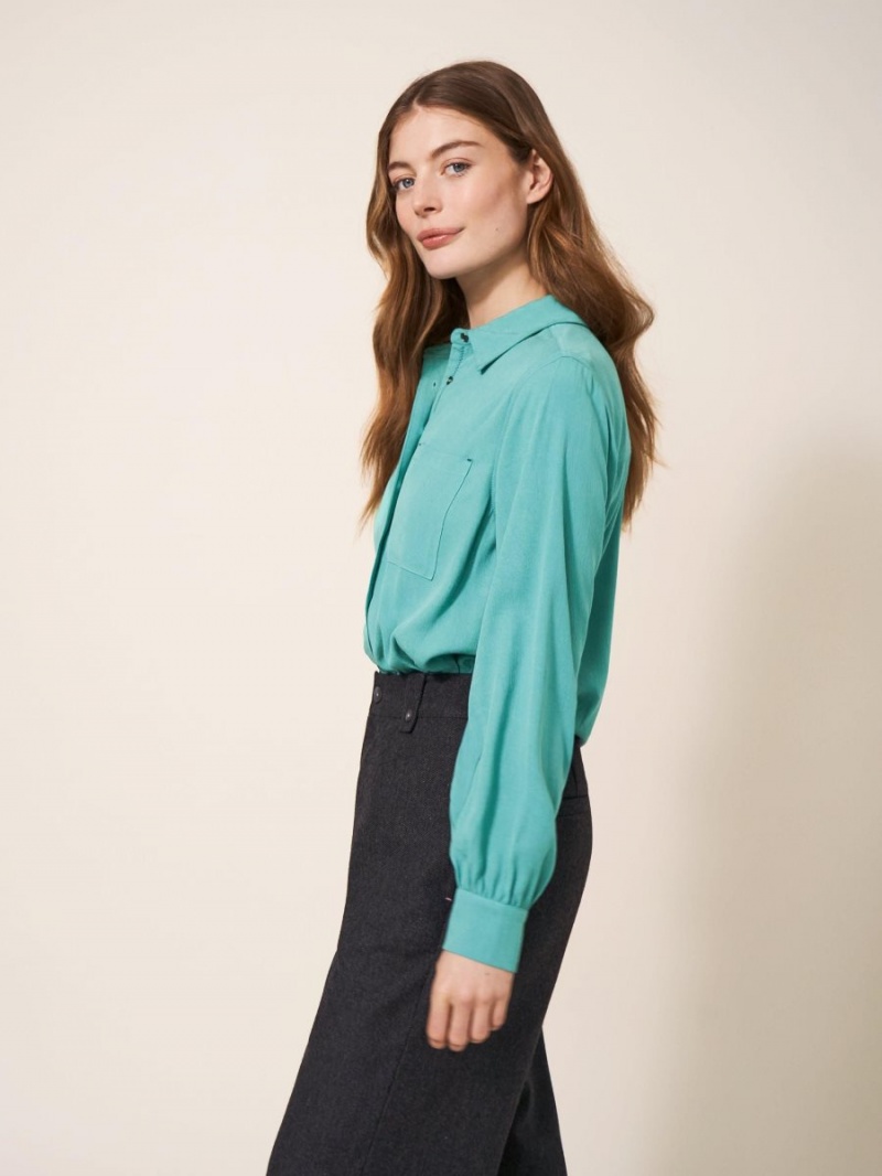 Mid Teal White Stuff Ella Shirt | 68091ZBMP