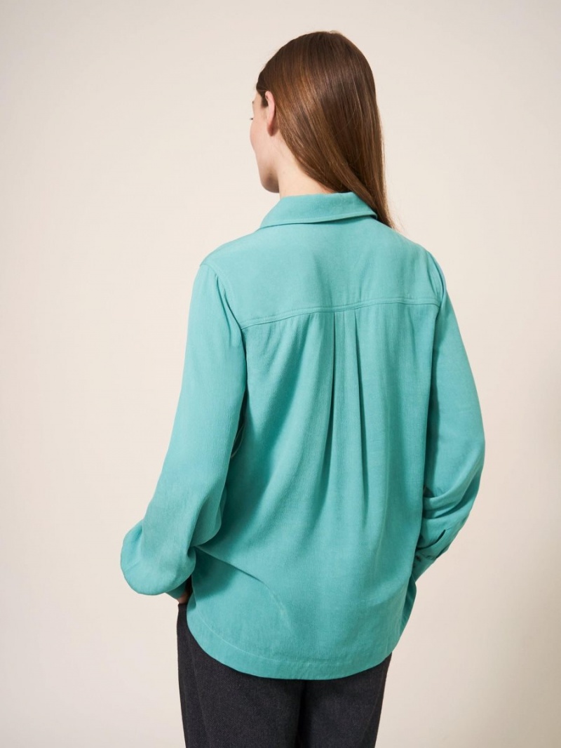 Mid Teal White Stuff Ella Shirt | 68091ZBMP