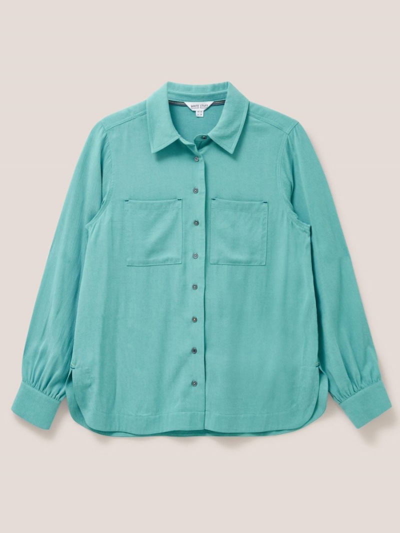 Mid Teal White Stuff Ella Shirt | 68091ZBMP