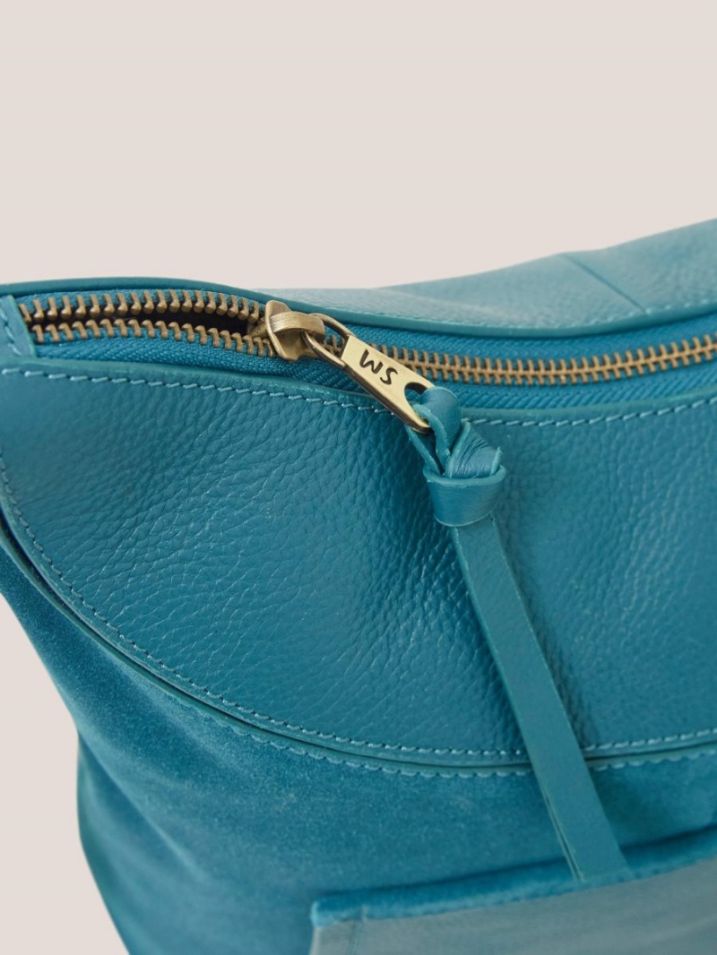 Mid Teal White Stuff Fleur Suede Crossbody | 51642JNPD