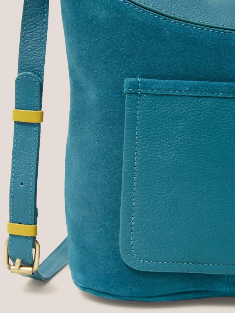 Mid Teal White Stuff Fleur Suede Crossbody | 51642JNPD