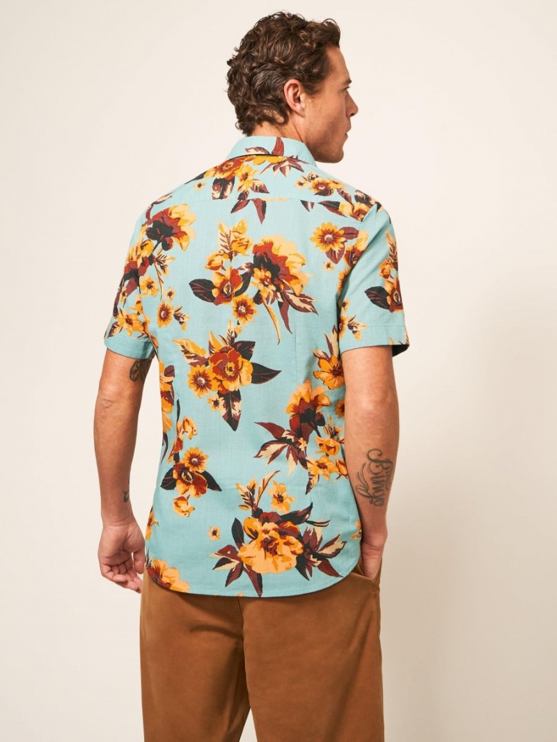 Mint Green White Stuff Floral Printed Slim Fit Shirt | 89360KCGX