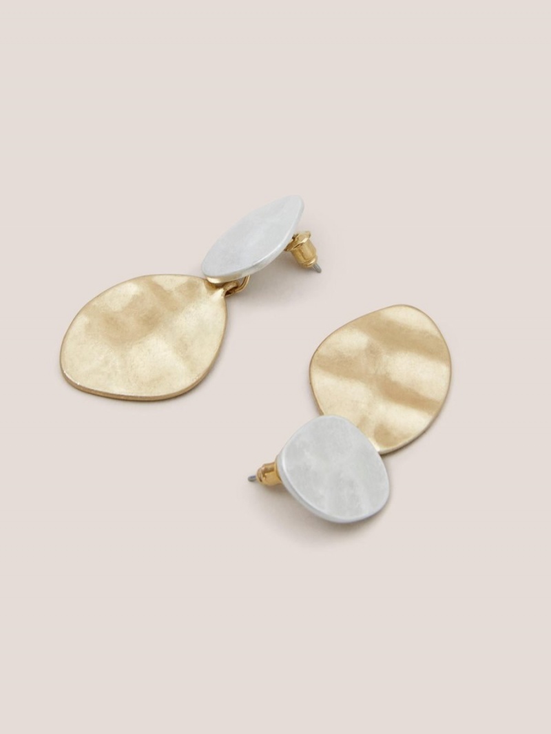 Mixed Metallic White Stuff Pansy Hammered Earring | 13206JGHX