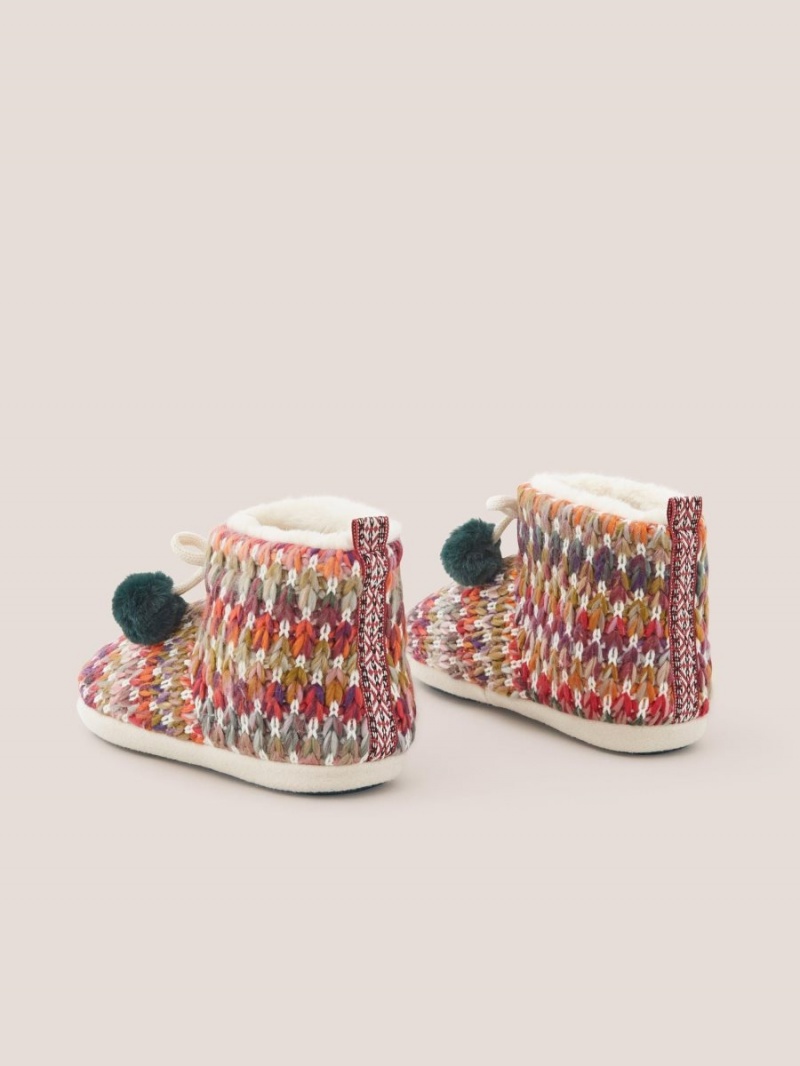 Natural Multi White Stuff Knitted Slipper Bootie | 84370AIVN