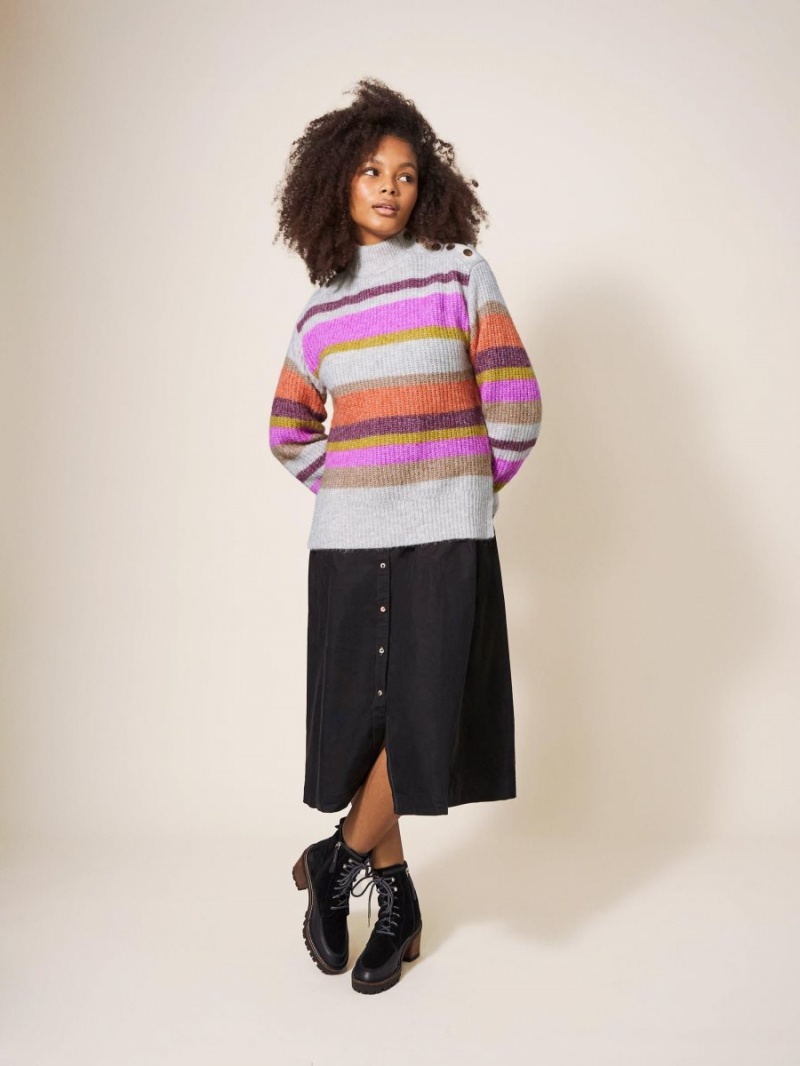 Natural Multi White Stuff Rainbow Stripe Jumper | 03451YGDV