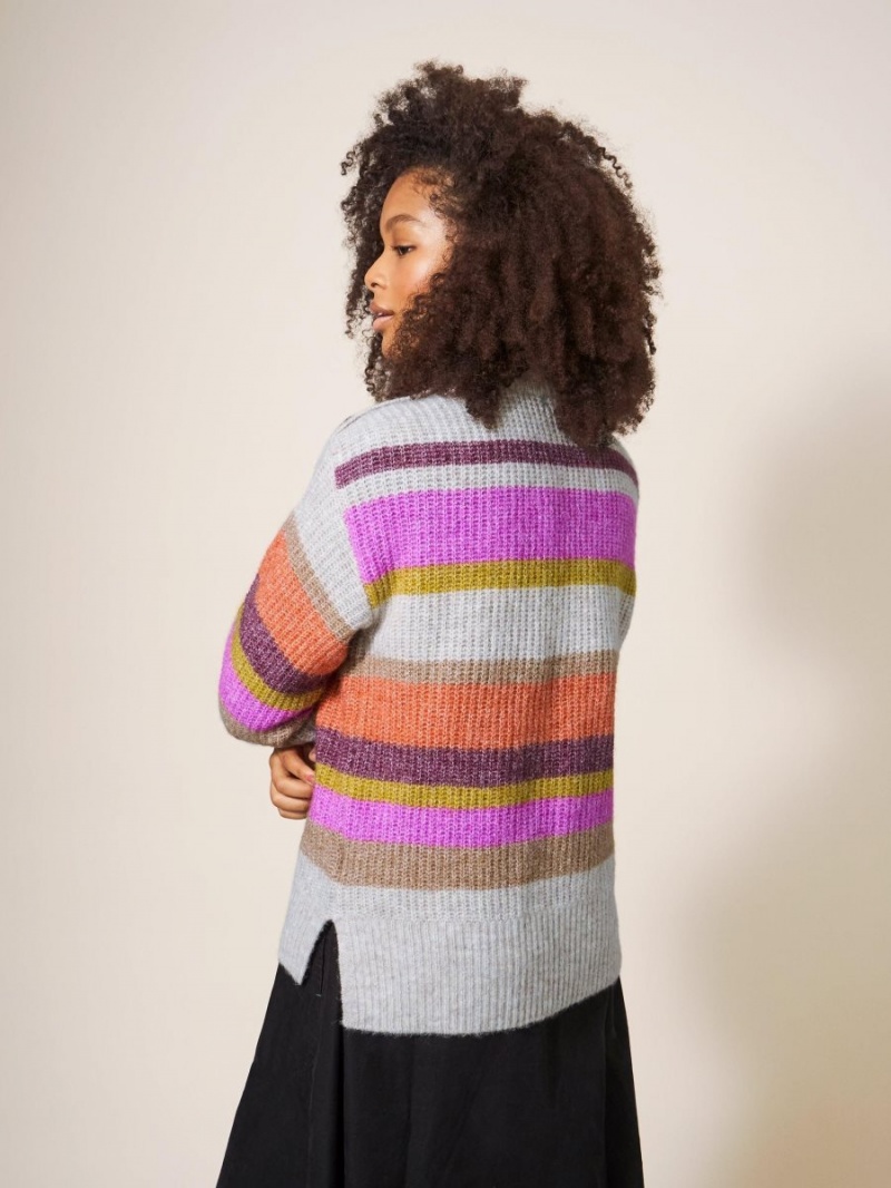 Natural Multi White Stuff Rainbow Stripe Jumper | 03451YGDV