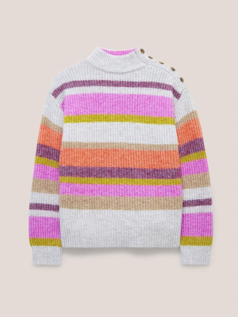 Natural Multi White Stuff Rainbow Stripe Jumper | 03451YGDV