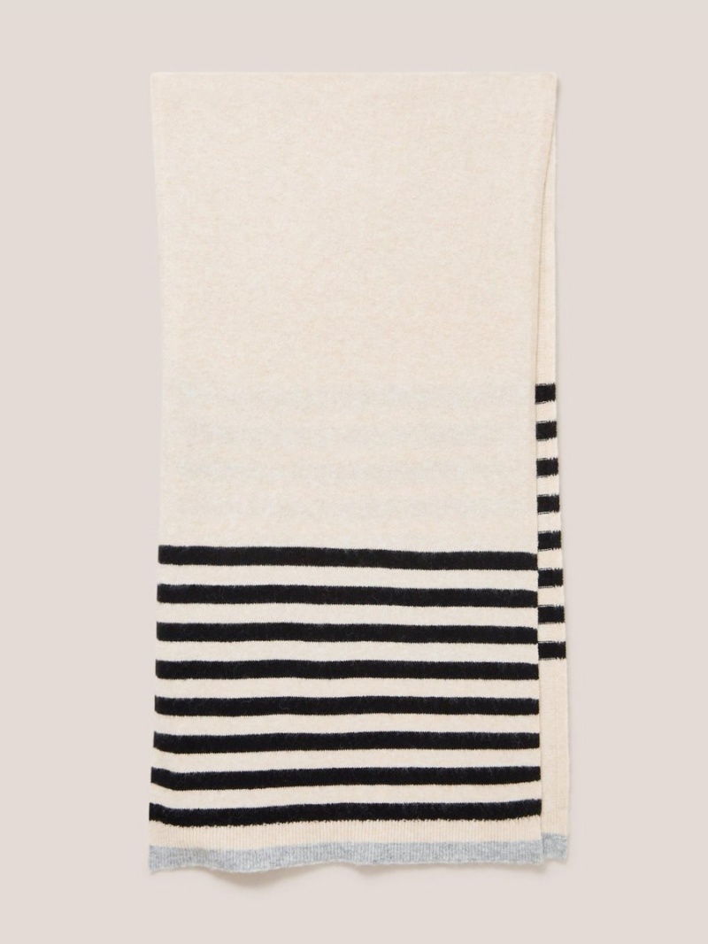 Natural Multi White Stuff Sienna Fine Knit Scarf | 04658NPQM