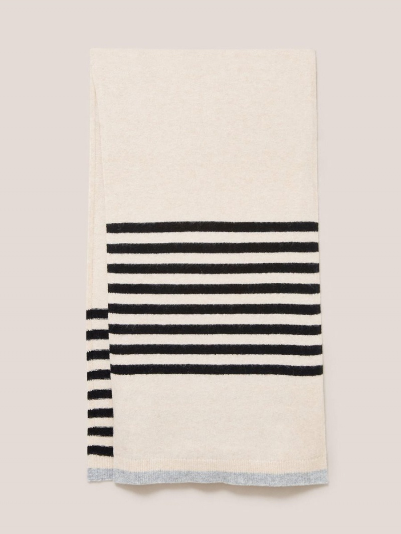 Natural Multi White Stuff Sienna Fine Knit Scarf | 04658NPQM