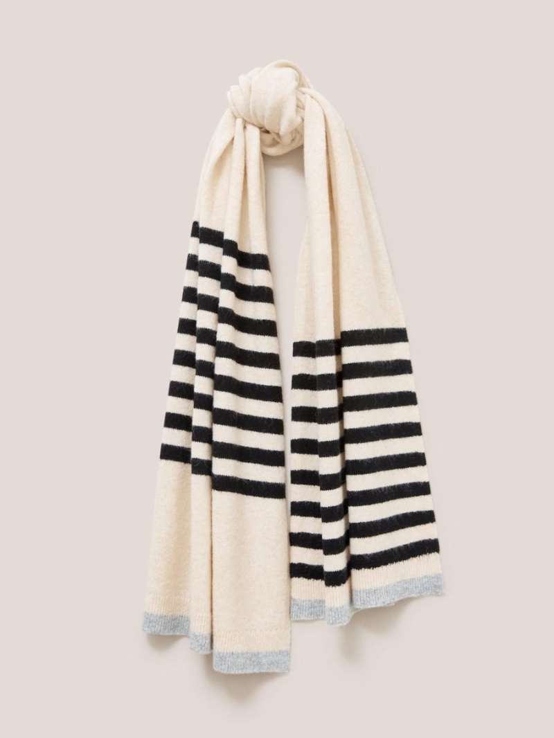 Natural Multi White Stuff Sienna Fine Knit Scarf | 04658NPQM