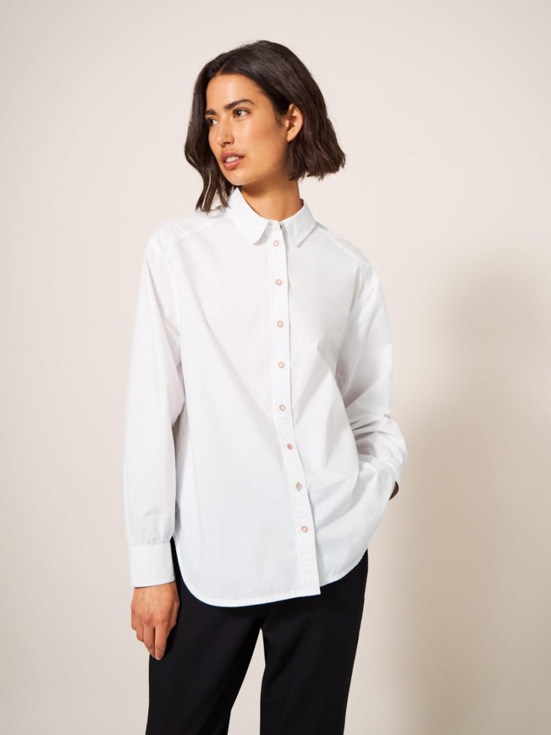 Natural White White Stuff Freya Longline Shirt | 39860JAHB