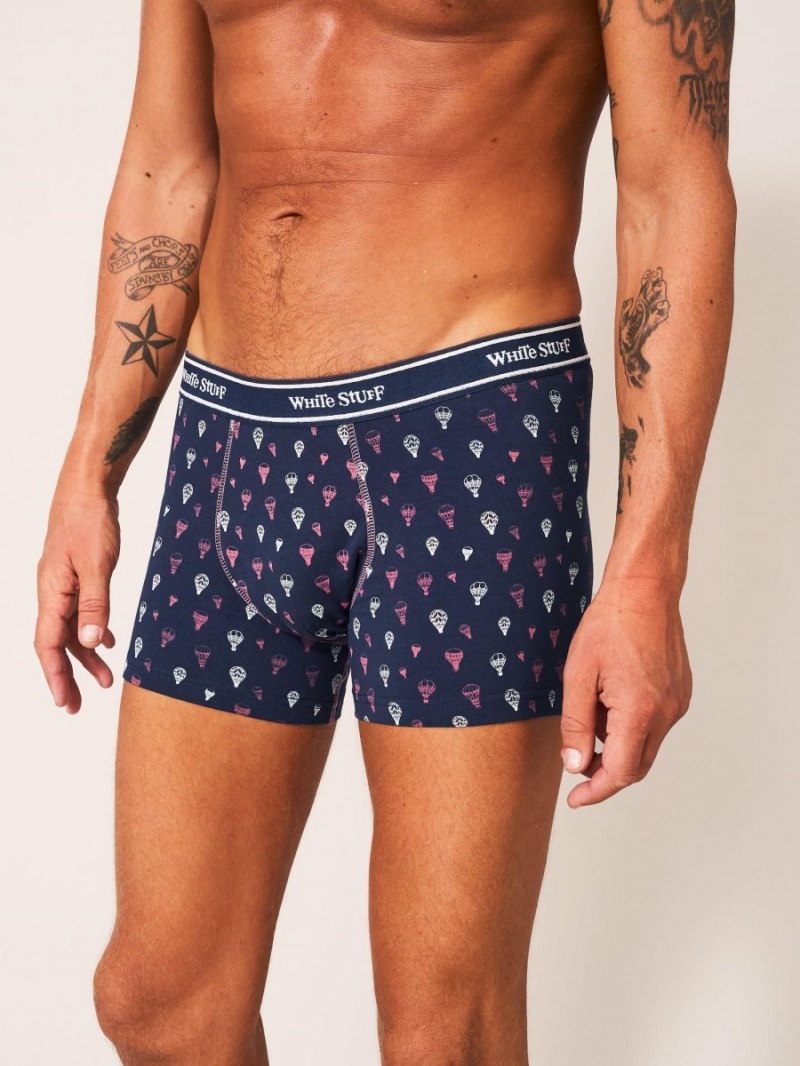 Navy Multi White Stuff 2 Pack Boxers Plain And Print | 24583ABJN