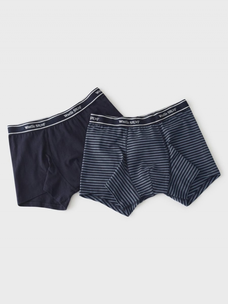 Navy Multi White Stuff 2pack Boxers Plain And Stripe | 16984VRCH