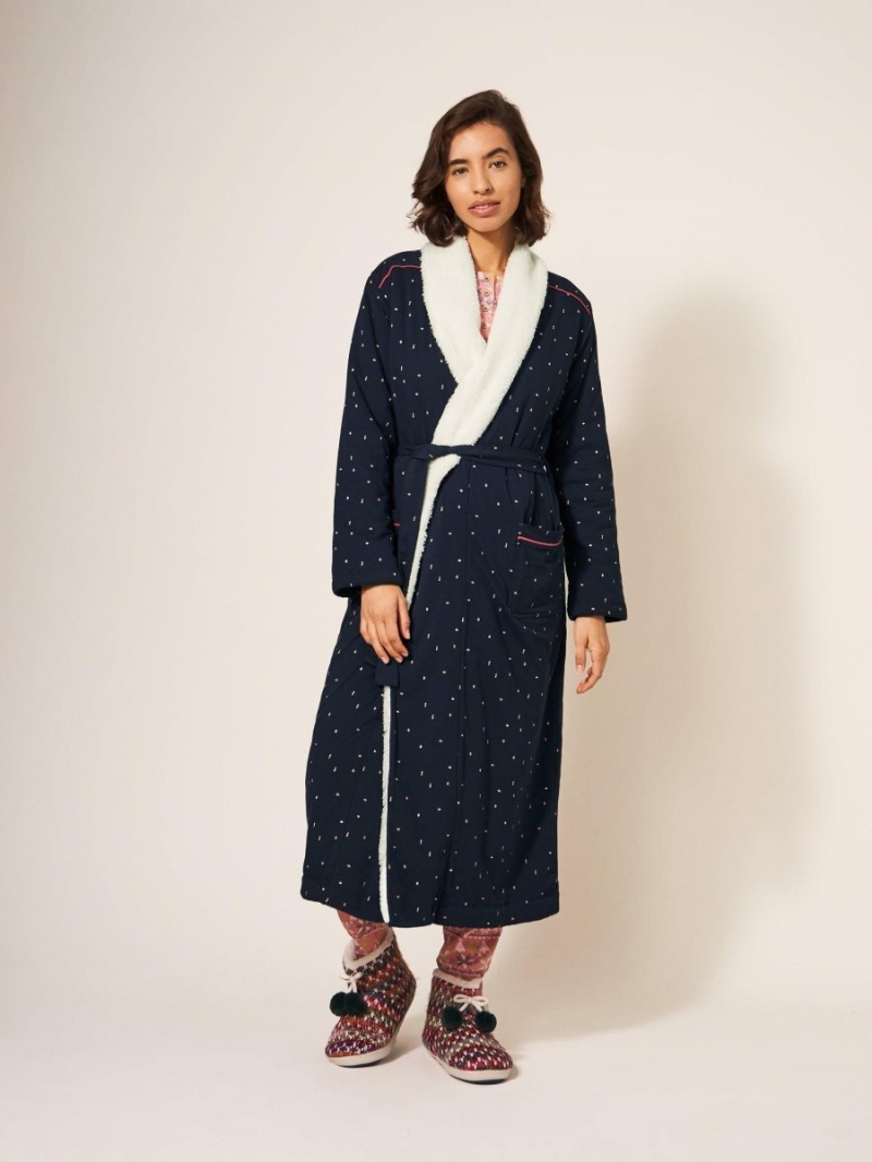 Navy Multi White Stuff Ava Lined Dressing Gown | 87436REDY