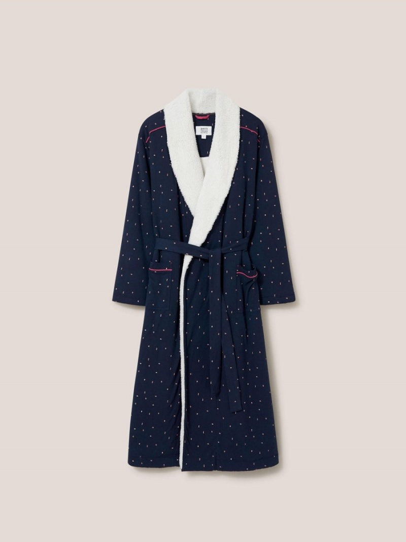 Navy Multi White Stuff Ava Lined Dressing Gown | 87436REDY