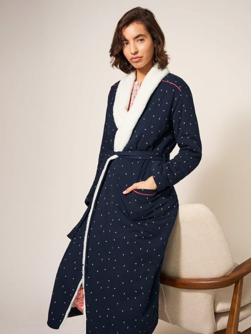 Navy Multi White Stuff Ava Lined Dressing Gown | 87436REDY