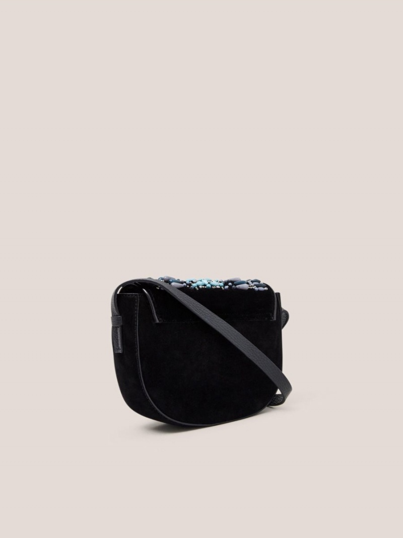 Navy Multi White Stuff Blair Suede Embellished Bag | 59028BNMJ