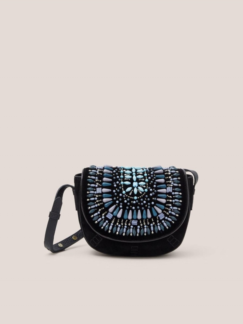 Navy Multi White Stuff Blair Suede Embellished Bag | 59028BNMJ