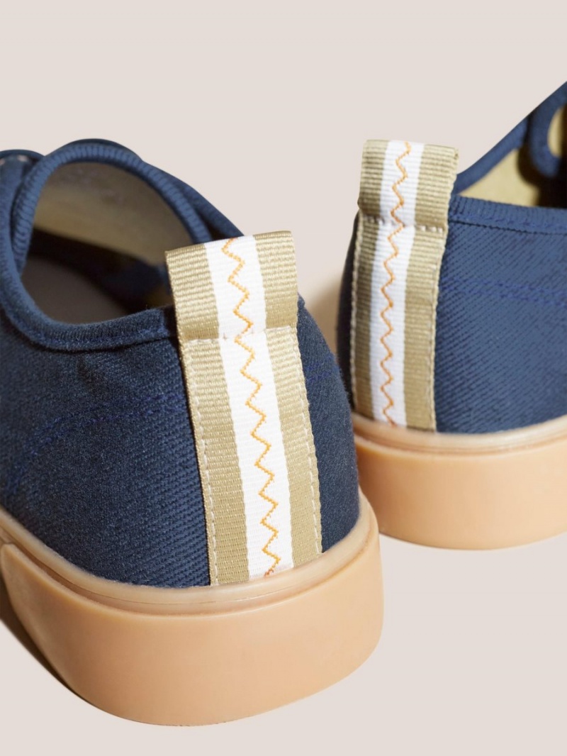 Navy Multi White Stuff Canvas Lace Up Plimsolls | 16749TYCM