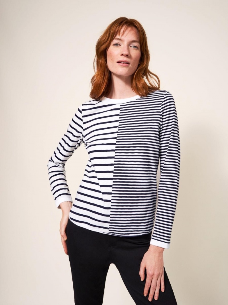 Navy Multi White Stuff Cassie Stripy Tee | 82457JDZB