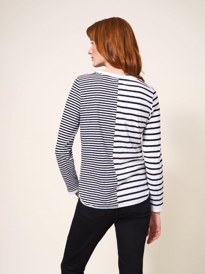 Navy Multi White Stuff Cassie Stripy Tee | 82457JDZB