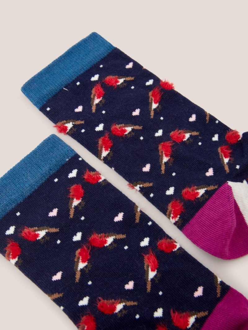 Navy Multi White Stuff Fluffy Robin Ankle Sock | 52709GKOF