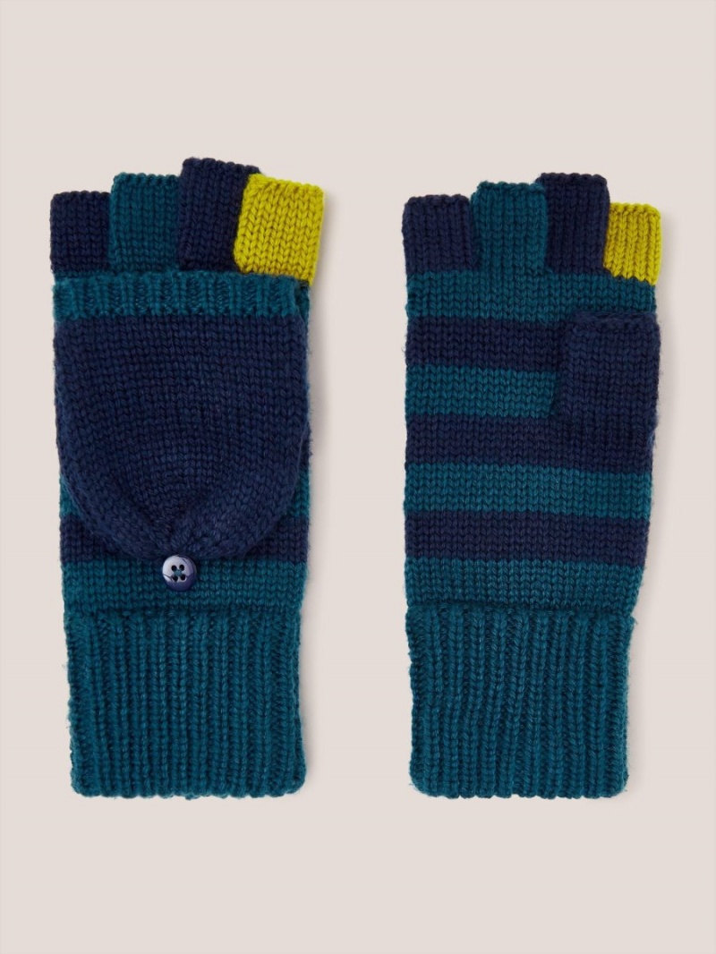 Navy Multi White Stuff Knitted Flip Mitt | 51603UDAH