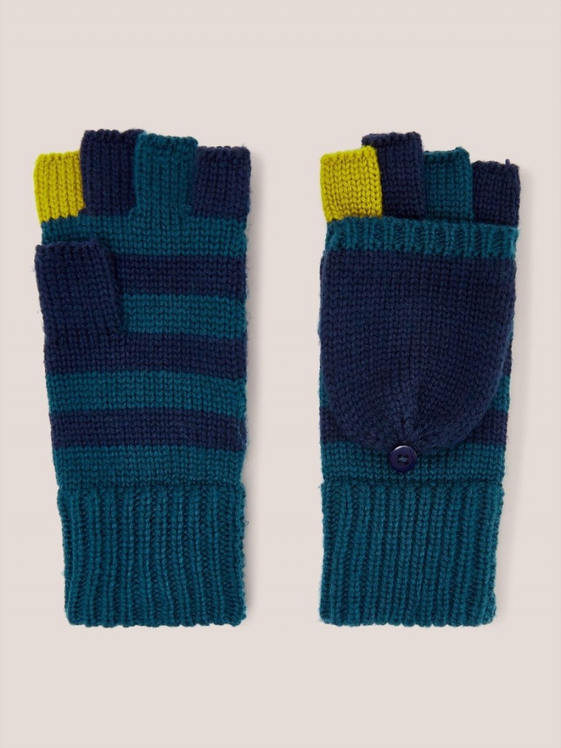 Navy Multi White Stuff Knitted Flip Mitt | 51603UDAH